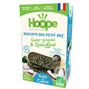 Biscuits bio petit-dej Noix de Coco Super-graines et spiruline