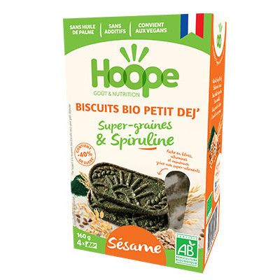 Biscuits petit déjeuner BIO Sésame aux super graines et spiruline