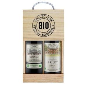 CAISSE BOIS COLLECTION VINS DE BORDEAUX 2 BOUTEILLES