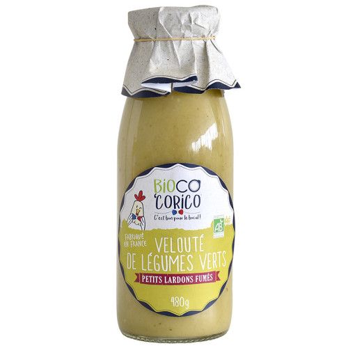 Velouté de légumes verts aux petits lardons