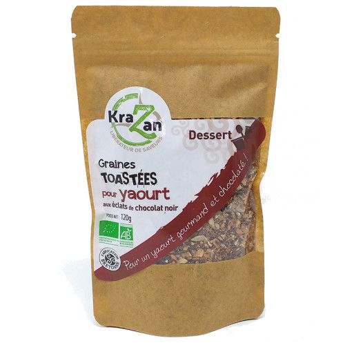 Mélange de graines toastées pour yaourt avec éclats chocolat noir