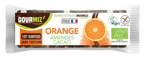 Pack de 20 barres de fruits bio : Orange • Amande • Cacao cru