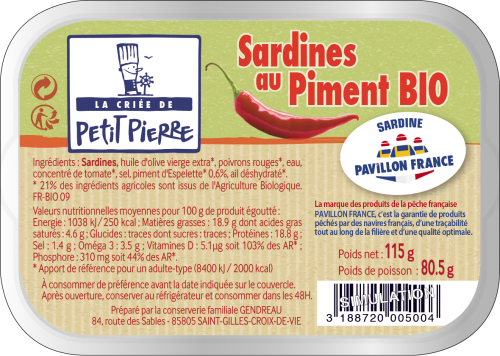 Sardines à l'huile d'olive & citron bio 115g