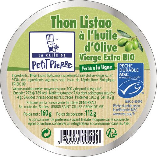 Thon Listao à l'huile d'olive vierge extra Bio • 175g