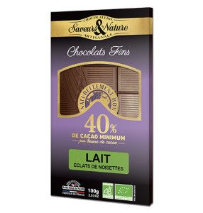 Tablette de chocolat au lait à la noisette, 100g