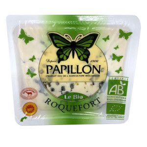 PAPILLON ROQUEFORT BIO AU LAIT CRU, 100G