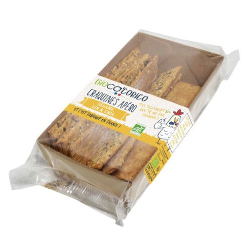 Craquines apéro bio 3 graines sésame lin chia