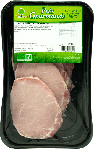 Rôti de porc cuit nature x4 200g Prés Gourmand