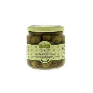 OLIVES VERTES CASSÉES AROMATISÉES AUX HERBES DE PROVENCE - 250G