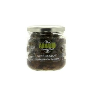 OLIVES NOIRES GROSSANES AU LAURIER ET POIVRE CONCASSÉ- 250G